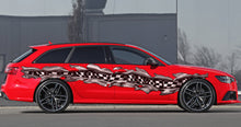 Load image into Gallery viewer, Checkered flag street racing car vinyl sticker, Racing flag car side wrap, 3D Racing flag car side vinyl decal, Checkered flag car graphics