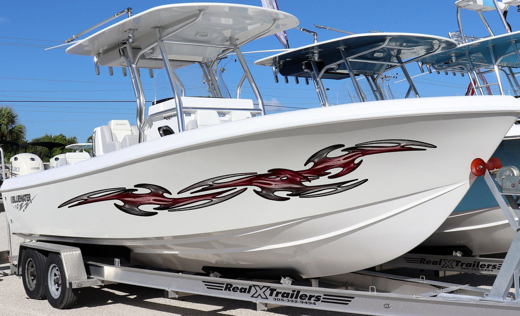 Full Color Boat Sticker, 3D Tribal Racing Stripes Boat Graphics, Tribal Cigar Boat Wrap, Tribal Yacht Vinyl Decal, Tribal Boat Vinyl Design