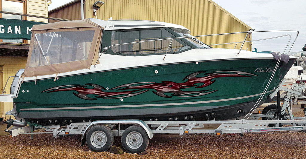 Full Color Boat Sticker, 3D Tribal Racing Stripes Boat Graphics, Tribal Cigar Boat Wrap, Tribal Yacht Vinyl Decal, Tribal Boat Vinyl Design