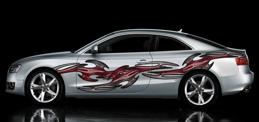 Tribal Car vinyl sticker, 3D Tribal racing stripes car vinyl wrap, Full color car vinyl decal, Tribal Car design, Auto vinyl decal