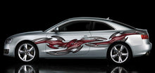 Load image into Gallery viewer, Tribal Car vinyl sticker, 3D Tribal racing stripes car vinyl wrap, Full color car vinyl decal, Tribal Car design, Auto vinyl decal