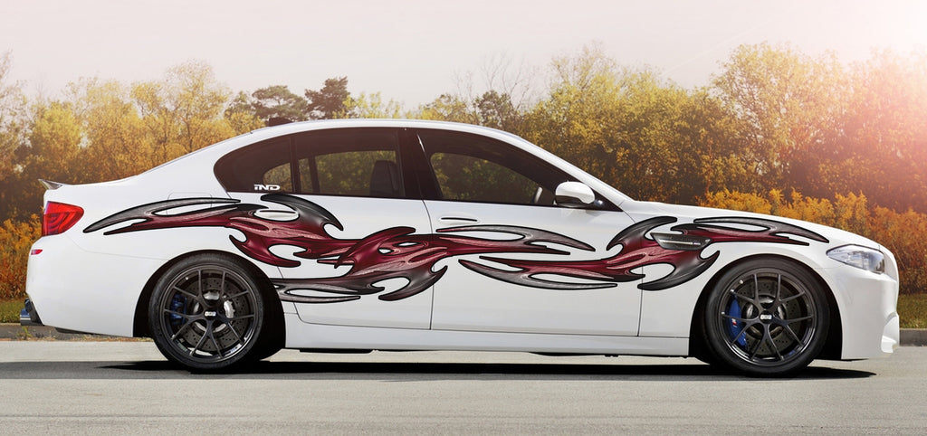 Tribal Car vinyl sticker, 3D Tribal racing stripes car vinyl wrap, Full color car vinyl decal, Tribal Car design, Auto vinyl decal
