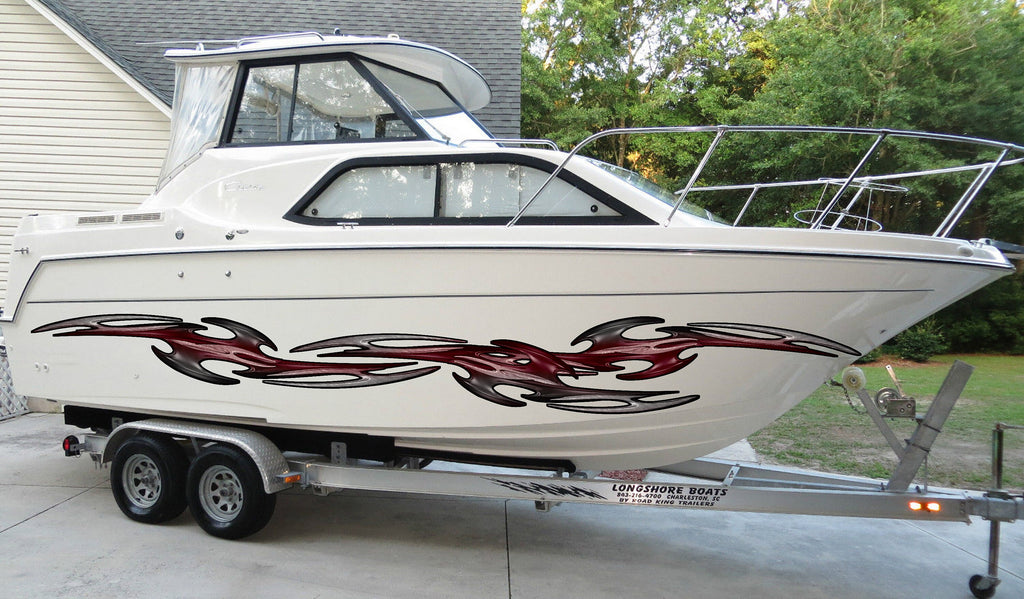 Tribal Boat Wrap, Tribal Racing Stripes Boat Vinyl Decal, Tribal Speed Boat Vinyl Sticker, 3D Yacht Vinyl Graphic, Tribal Boat Design