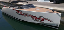 Load image into Gallery viewer, Tribal Boat Wrap, Tribal Racing Stripes Boat Vinyl Decal, Tribal Speed Boat Vinyl Sticker, 3D Yacht Vinyl Graphic, Tribal Boat Design