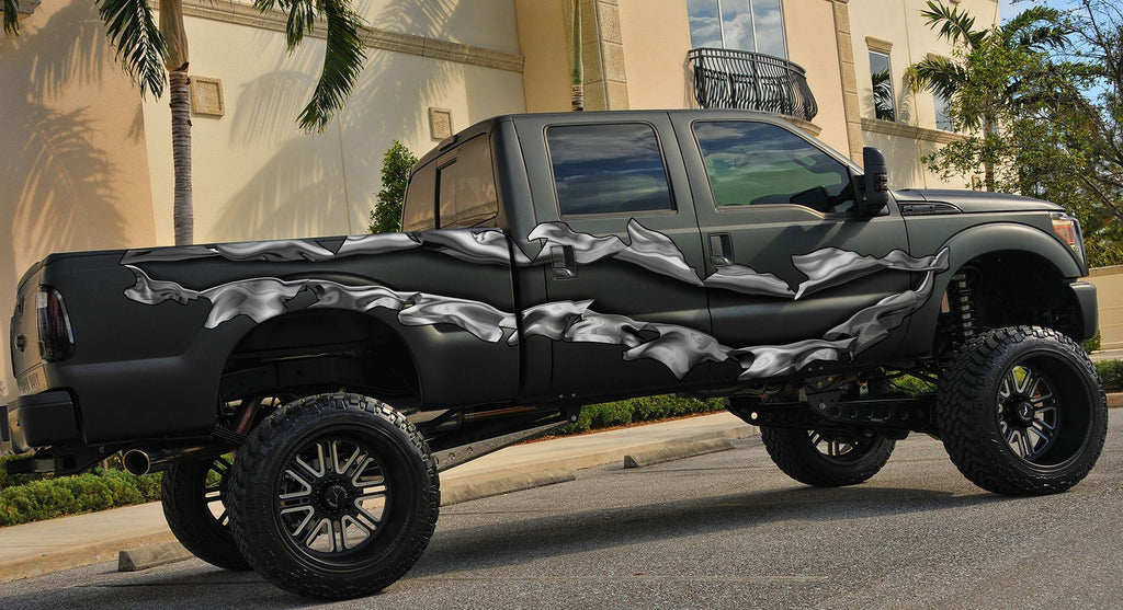 Ripped Metal Truck Vinyl Decal, Ripped Metal Car Side Graphics, Ripped Metal Full Color Truck Vinyl Design, 3D Ripped Metal Car Wrap