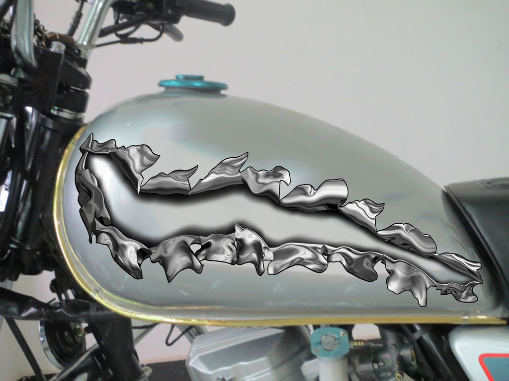 Ripped Metal Bike Vinyl Sticker, Ripped Metal Bike Side Decal, Ripped Metal Motorcycle Vinyl Side Wrap, Ripped Metal Bike Wrap Graphics