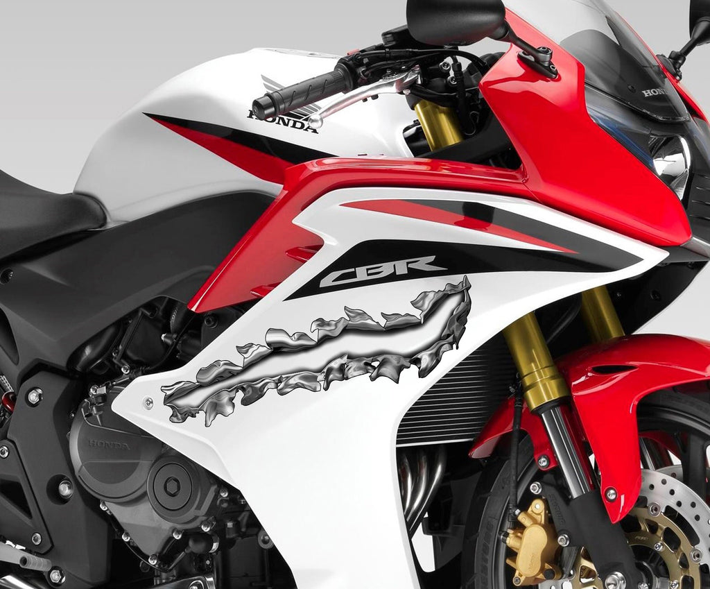 Ripped Metal Bike Vinyl Sticker, Ripped Metal Bike Side Decal, Ripped Metal Motorcycle Vinyl Side Wrap, Ripped Metal Bike Wrap Graphics