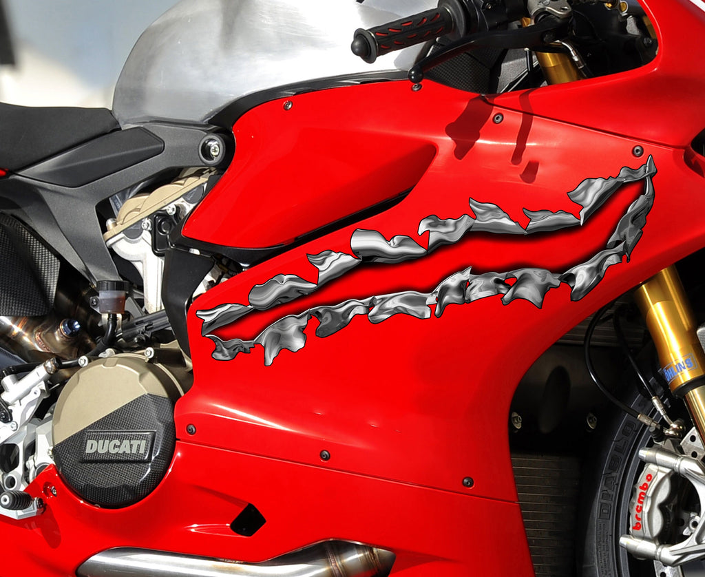 Ripped Metal Bike Vinyl Sticker, Ripped Metal Bike Side Decal, Ripped Metal Motorcycle Vinyl Side Wrap, Ripped Metal Bike Wrap Graphics