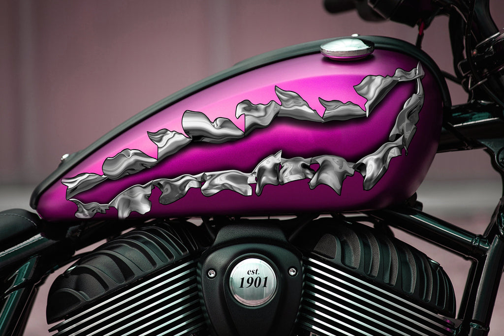 Ripped Metal Bike Vinyl Sticker, Ripped Metal Bike Side Decal, Ripped Metal Motorcycle Vinyl Side Wrap, Ripped Metal Bike Wrap Graphics