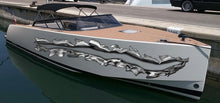Load image into Gallery viewer, Ripped Metal boat vinyl side wrap, 3D Ripped Metal boat vinyl sticker, Ripped Metal full color watercraft vinyl design, Metal boat decal