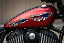 Load image into Gallery viewer, USA flag dirt bike Ripped Metal decals, US flag Racing Stickers, Patriotic motorcycle side wrap, American flag dirt bike graphics