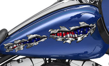 Load image into Gallery viewer, USA flag dirt bike Ripped Metal decals, US flag Racing Stickers, Patriotic motorcycle side wrap, American flag dirt bike graphics