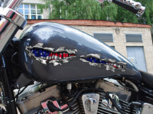Load image into Gallery viewer, USA flag dirt bike Ripped Metal decals, US flag Racing Stickers, Patriotic motorcycle side wrap, American flag dirt bike graphics