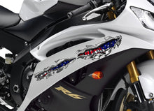 Load image into Gallery viewer, USA flag dirt bike Ripped Metal decals, US flag Racing Stickers, Patriotic motorcycle side wrap, American flag dirt bike graphics