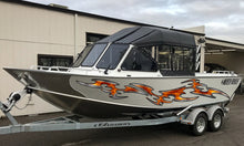 Load image into Gallery viewer, 3D Tribal Boat Full Color Vinyl Sticker, Tribal Watercraft Vinyl Decal, Tribal Speed Boat Vinyl Graphics, Tribal Racing Stripes Boat Sticker