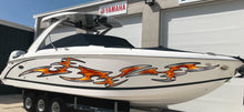 Load image into Gallery viewer, 3D Tribal Boat Full Color Vinyl Sticker, Tribal Watercraft Vinyl Decal, Tribal Speed Boat Vinyl Graphics, Tribal Racing Stripes Boat Sticker