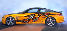 Load image into Gallery viewer, Checkered Flag Car Wrap, Checkered Flag Car Decal, Checkered Car Sticker, Checkered Car Graphics, Checkered Flag Racing Stripes Vinyl Decal