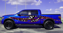 Load image into Gallery viewer, Checkered Flag Truck Wrap, Racing Flag Truck Vinyl, Racing Flag Car Vinyl Decal, Racing Flag Ripped Metal Full Color Car Vinyl Design