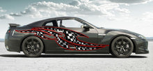 Load image into Gallery viewer, 3D Checkered Flag Racing Stripes Vinyl Decal, Checkered Car Sticker, Checkered Car Graphics,Checkered Flag Car Wrap, Checkered Flag Car Wrap