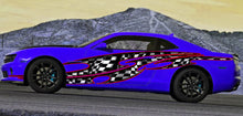 Load image into Gallery viewer, 3D Checkered Flag Racing Stripes Vinyl Decal, Checkered Car Sticker, Checkered Car Graphics,Checkered Flag Car Wrap, Checkered Flag Car Wrap