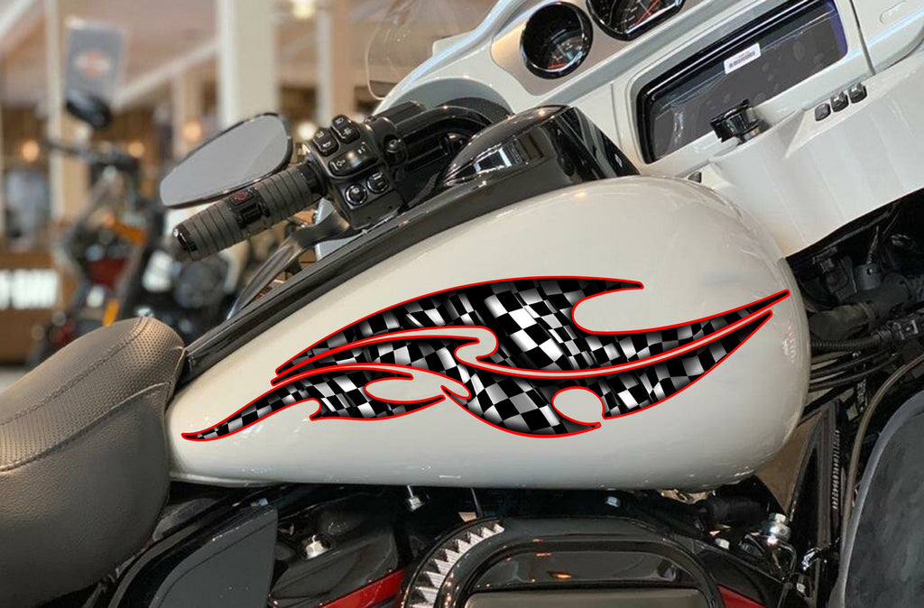 Checkered Flag Bike Vinyl Graphics, Checkered Flag Bike Sticker, Checkered Flag Dirt Bike Full Color Vinyl Sticker Sport Bike Decal Graphics