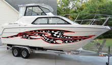 Load image into Gallery viewer, Racing Flag Boat Sticker, Checkered Flag Boat Full Color Vinyl Decal, Watercraft Vinyl, Speed Boat Graphics Decal, Racing Flag Boat Wrap