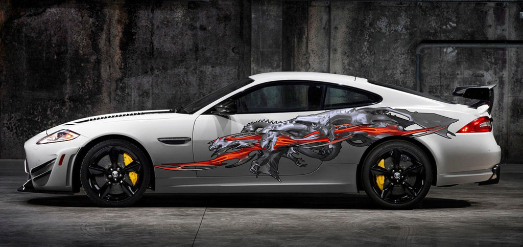 Dragons Car Wrap, Dragons Car Vinyl Decal, Lizard Car Vinyl Sticker, 3D Dragon Full Color Car Side Graphics, Lizard Car Side Design