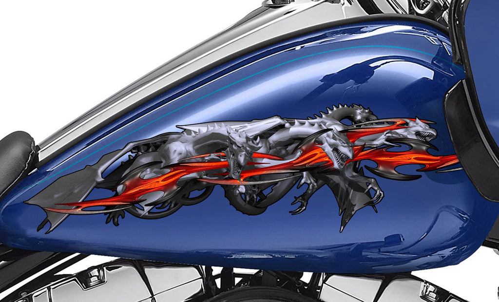 Dragons Crotch Rocket Decal, Lizard Full Color Bike Graphics, Dragon Chopper Vinyl, Dragons Bike Wrap, Motorcycle Sticker