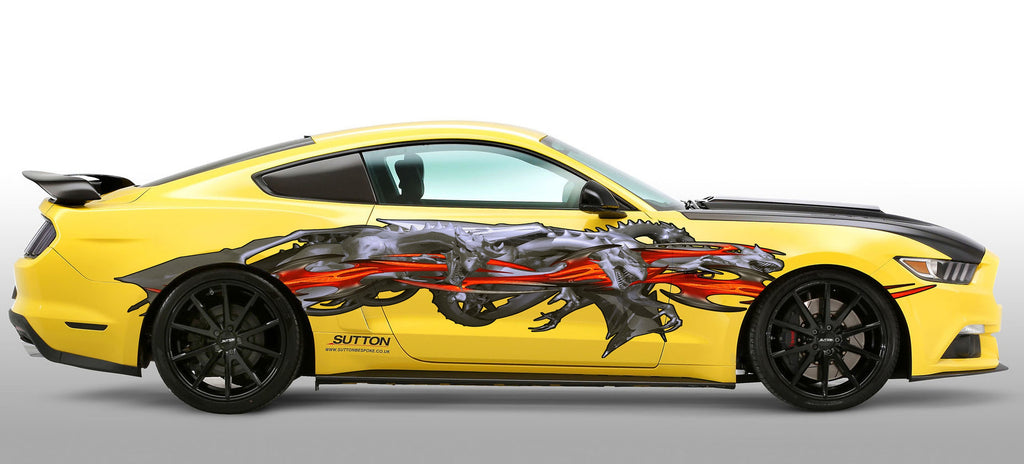 Dragons 3D Car Wrap, Lizard Full Color Vinyl Design, Dragon Street Racing Car Vinyl Sticker, Tribal Lizard Car Vinyl Graphics