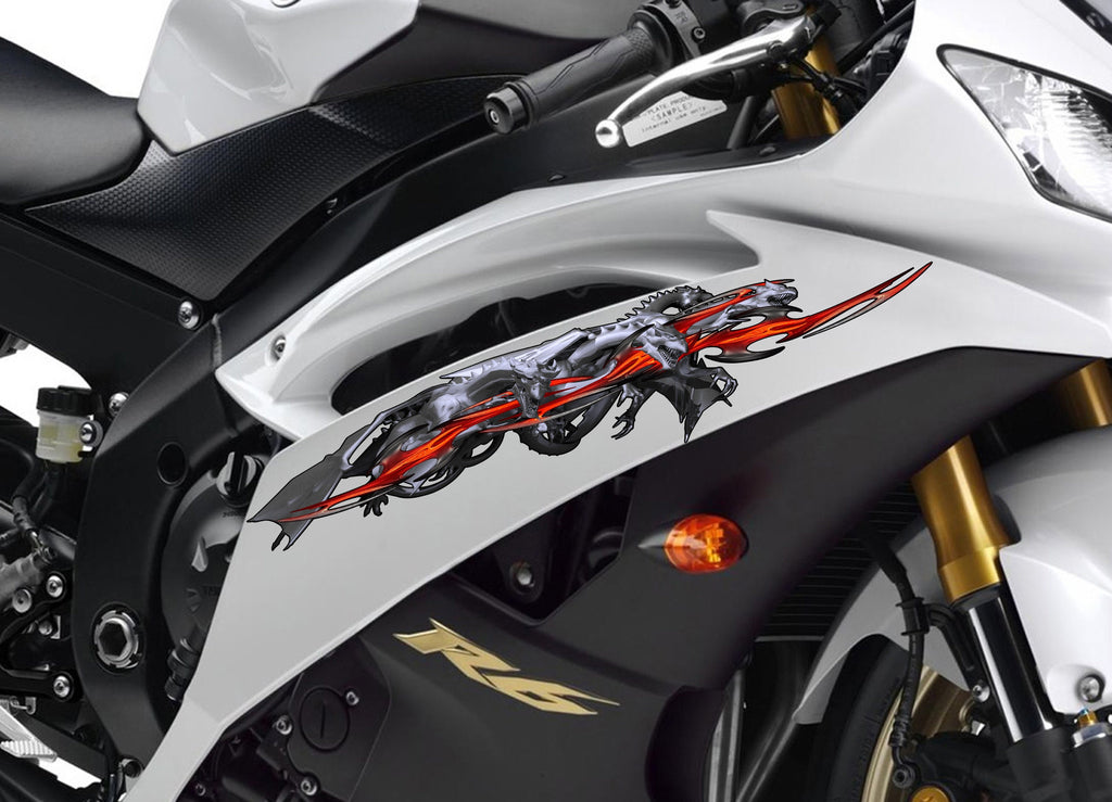 Tribal Dragons Motorcycle Stickers, Dirt Bike Wrap, Flames Dragons Bike Stickers, Racing Decals, Dragons Bike Design