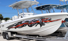 Load image into Gallery viewer, Flames Dragons Boat Vinyl Wrap, Dragons Watercraft stickers, Tribal Yacht Decals, 3D Dragon Boat Vinyl Graphics