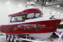 Load image into Gallery viewer, Flames Dragons Boat Vinyl Wrap, Dragons Watercraft stickers, Tribal Yacht Decals, 3D Dragon Boat Vinyl Graphics