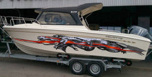Load image into Gallery viewer, Flames Dragons Boat Vinyl Wrap, Dragons Watercraft stickers, Tribal Yacht Decals, 3D Dragon Boat Vinyl Graphics