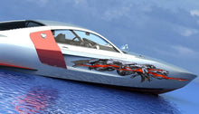 Load image into Gallery viewer, Flames Dragons Boat Vinyl Wrap, Dragons Watercraft stickers, Tribal Yacht Decals, 3D Dragon Boat Vinyl Graphics