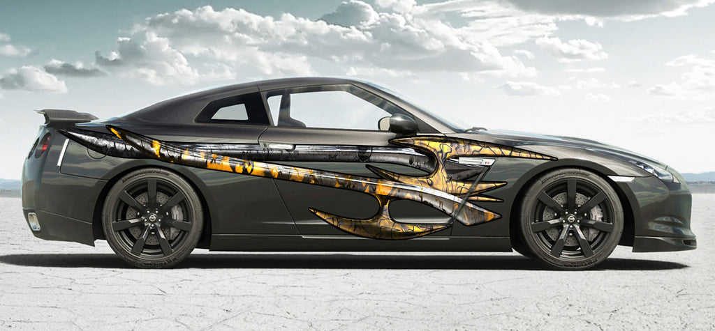 3D Tribal Car Wrap, Tribal Car Decal, 3D Tribal Car Sticker, 3D Tribal Car Graphics, 3D Tribal Racing Stripes Vinyl Decal