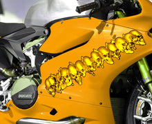 Load image into Gallery viewer, 3D Skulls Motorcycle Stickers, Chopper Wrap Design, Skulls Bike Vinyl Decal, Full Color Crotch Rocket Graphics, Skulls Bike Sticker