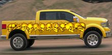 Load image into Gallery viewer, 3D Skulls Car Vinyl Decal, Full Color Car Side Graphics, Skull Racing Stripes Sticker, Tribal Skulls Car Wrap, One Part Mirrored