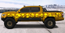 Load image into Gallery viewer, 3D Skulls Car Vinyl Decal, Full Color Car Side Graphics, Skull Racing Stripes Sticker, Tribal Skulls Car Wrap, One Part Mirrored