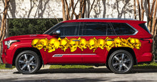 Load image into Gallery viewer, 3D Skulls Car Vinyl Decal, Full Color Car Side Graphics, Skull Racing Stripes Sticker, Tribal Skulls Car Wrap, One Part Mirrored
