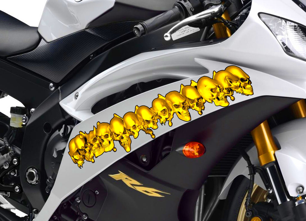 Flame Skull Car Decal, Skulls Crotch Rocket Wrap, 3D Skulls Chopper Graphics, Tribal Flames Skulls Motorcycle Sticker