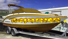 Load image into Gallery viewer, 3D Skulls Yacht Vinyl Wrap, Skull Boat Decals, Watercraft Vinyl Graphics, Tribal Yacht Vinyl, Ranger Boat Decals
