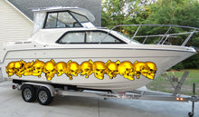 Load image into Gallery viewer, 3D Skulls Yacht Vinyl Wrap, Skull Boat Decals, Watercraft Vinyl Graphics, Tribal Yacht Vinyl, Ranger Boat Decals