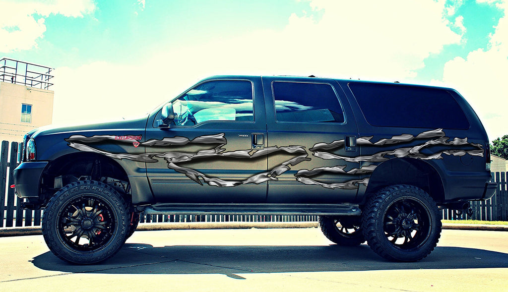 Ripped Metal Truck Wrap, Ripped Metal Truck Graphics, Ripped Metal Truck Side Full Color Vinyl Sticker, Ripped Metal Car Sticker