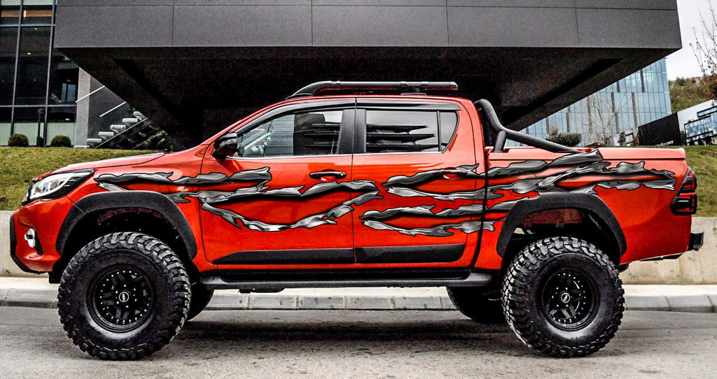Ripped Metal Truck Wrap, Ripped Metal Truck Graphics, Ripped Metal Truck Side Full Color Vinyl Sticker, Ripped Metal Car Sticker