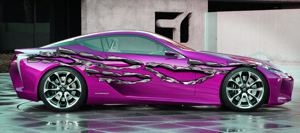 3D Ripped Metal Car Wrap, Ripped Metal Car Graphics, Ripped Metal Vinyl Car Decal, Car Vinyl Sticker, Ripped Metal Car Side Graphics