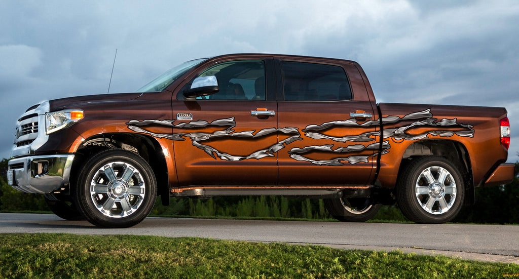 Tribal Truck Side Full Color Vinyl Sticker, Tribal Truck Vinyl Side Graphics, Tribal Car Sticker, 3D Ripped Metal Car Wrap