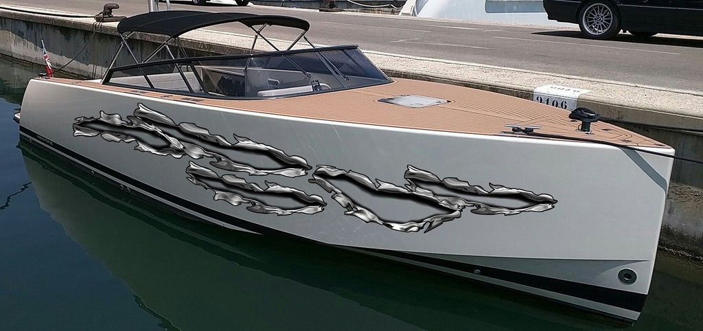 Ripped Metal Boat Sticker, Ripped Metal Boat Vinyl Graphics, Ripped Metal Boat Graphics, Ripped Metal Boat Decal, Ripped Metal Boat Wrap