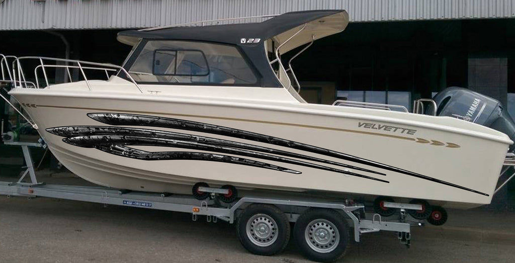 3D Racing Stripes Boat Decal – Vinyl Marine Graphics for Speedboats, Jet Skis, Trailers | Waterproof Racing Stripe Sticker