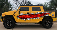 Load image into Gallery viewer, 3D Dragons Street Racing Graphic, Ripped Metal Full Color Car Vinyl Design, Dragon Car Vinyl Sticker, Lizard Vinyl Side Wrap, Car Side Decal
