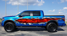 Load image into Gallery viewer, Ripped Metal full color car vinyl design, 3D Dragons racing stripes vinyl side graphics, Dragon car vinyl decal, Lizard car side wrap